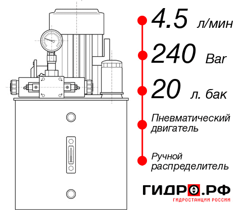 Маслостанция с пневмоприводом НПР-4,5И242Т