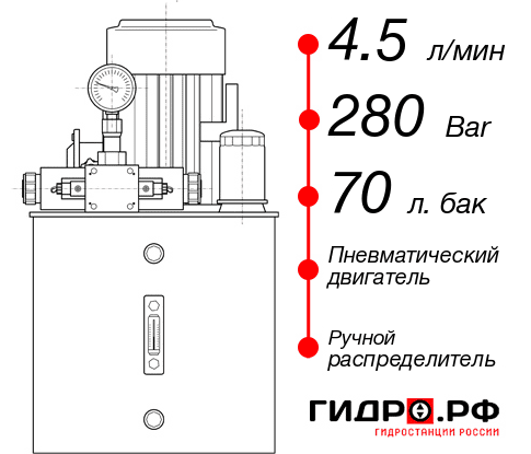 Гидростанция с пневмоприводом НПР-4,5И287Т