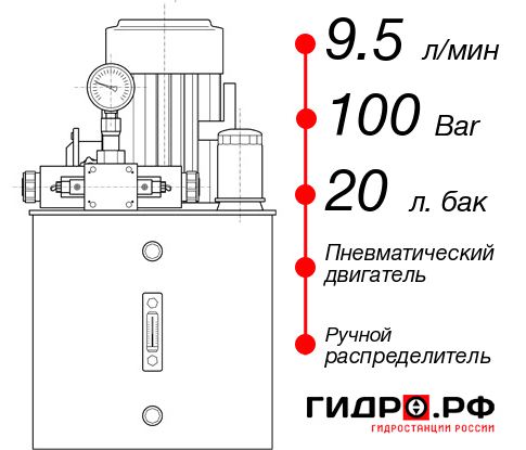 Маслостанция с пневмоприводом НПР-9,5И102Т