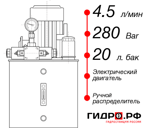 Гидростанция с электроприводом НЭР-4,5И282Т